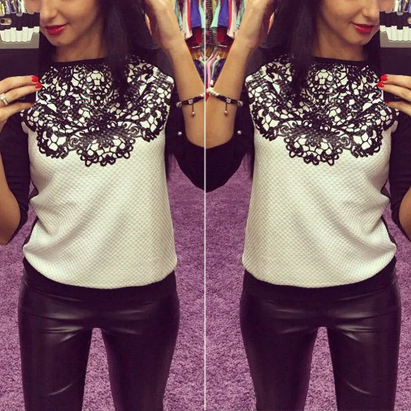 COCKCON الأوروبية نمط الخريف الشتاء النساء فضفاضة المتناثرة بلوزات الدانتيل مشترك حجب اللون هوديس عارضة رياضية COCKCON الأوروبية نمط الخريف الشتاء النساء فضفاضة المتناثرة بلوزات الدانتيل مشترك حجب اللون هوديس عارضة رياضية