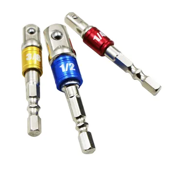 

3pcs Socket Bit Adapter Set Hex Shank Extension To 1/4 3/8 1/2 Inch Impact Drill Driver CLH@8