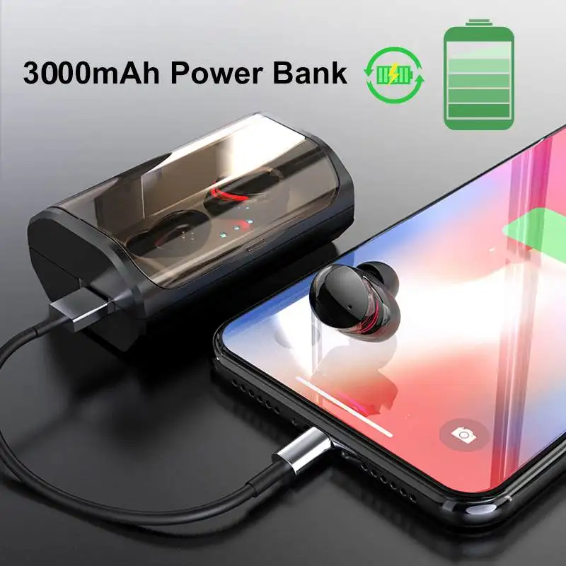 LEORY Wireless bluetooth 5.0 3000mAh Earphone Smart Touch HiFi Noise Cancelling Bilateral Call IPX6 Waterproof