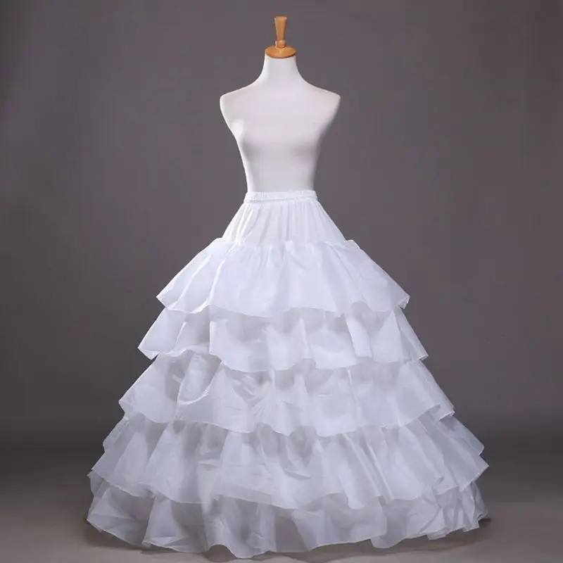 

5 Ruffles 4 Hoops Petticoats Fish Tail Crinoline Skirt Wedding Dress Underskirt