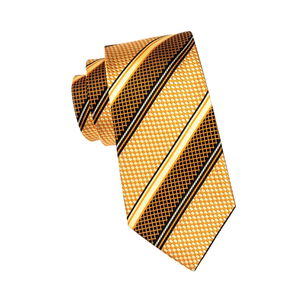 Мужской галстук GP 002 роскошный желтый золотистый полосатый Шелковый жаккардовый