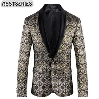 

Luxury Blazer Male Hight Quality Jacquard One Button Party Nightclub Men Suit Jacket Fashion New Slim Fit Prom Blazers For Man