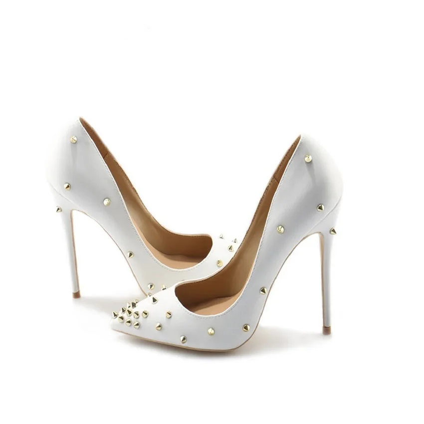 Or Blanc As De Chaussures Date Robe Partie Dames Haute Mariée Sexy as Picture Pointu Femmes Rivet Décoration Pompes Talons Picture Mariage Bout XwUfqT
