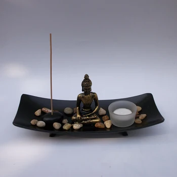 

1 Piece Resin Buddha Figure Ornament Joss-stick Candle Holder Stone Sand Set Home Decorations Statues Sculptures