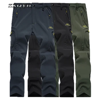 

ZXQYH Men Outdoor Sport Pants Soft Shell Waterproof Pants Hiking Skiing Trousers Trekking Mountain Men's Fleece Thermal Pants