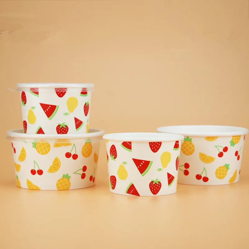 

50pcs Disposable ice cream cup yogurt ice porridge paper bowl ice cream takeaway packaging box party birthday favor paper cup