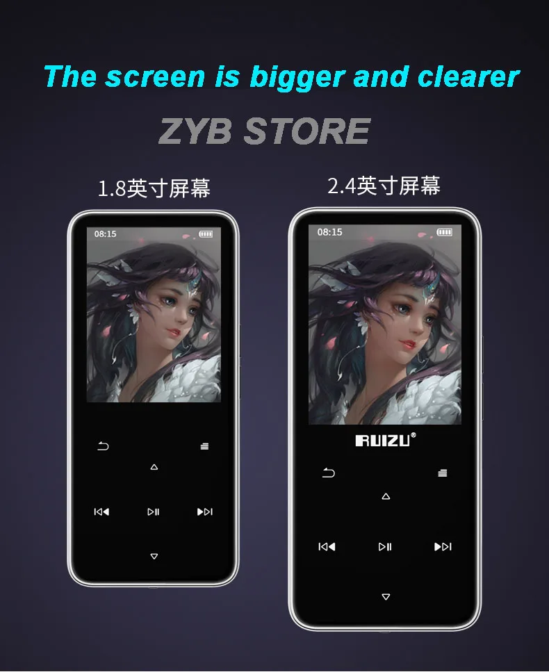 ruizu New Version bluetooth MP4 Player built-in Speaker HiFi portable walkman video player with FM radio /E-book/ recording