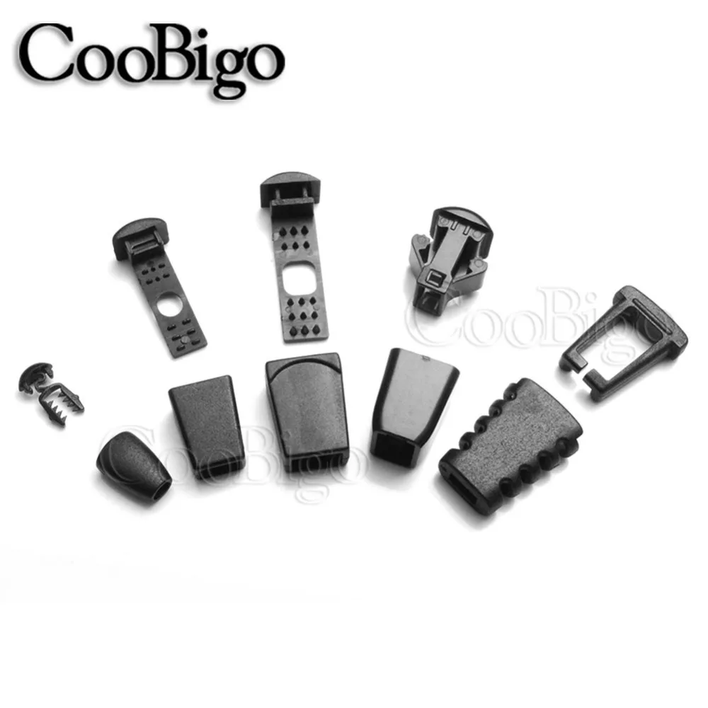 Cord Ends Zipper Pull Cord Lock Stopper For Sportswear// Backpack//Paracord Black