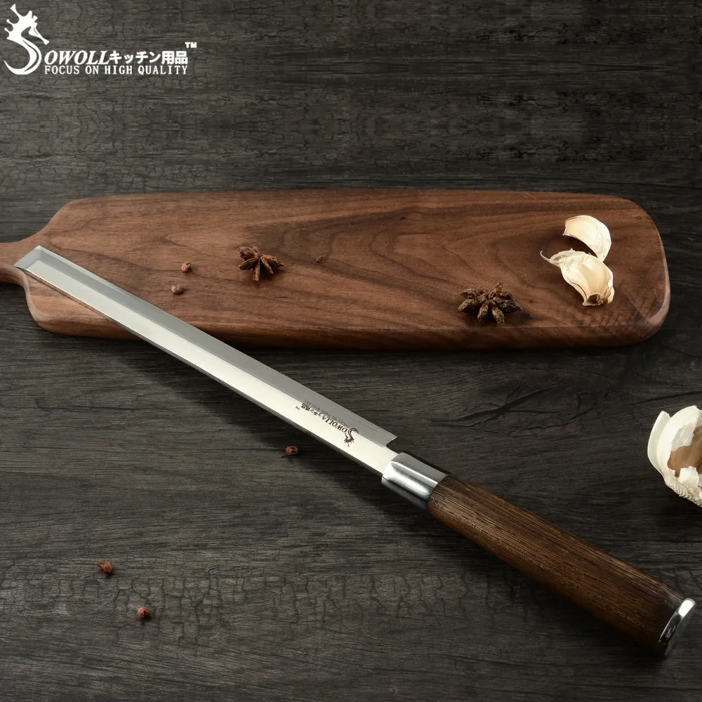 Sowoll нож для арбуза из нержавеющей стали кухонный нож 7Cr17 супер острое лезвие арбузный резак рыба Биф инструменты для нарезки