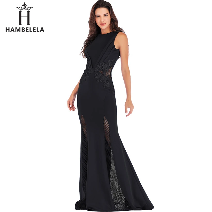 HAMBELELA Wedding Party Dress 2019 Summer O-Neck Mermaid Embroidery Lace Dress Women Long Evening Gown Bodycon Elegant Dress (7)