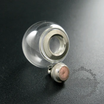 

20mm round glass globe with 6mm rhodium plated brass screw top open DIY glass dome supplies findings 1800205