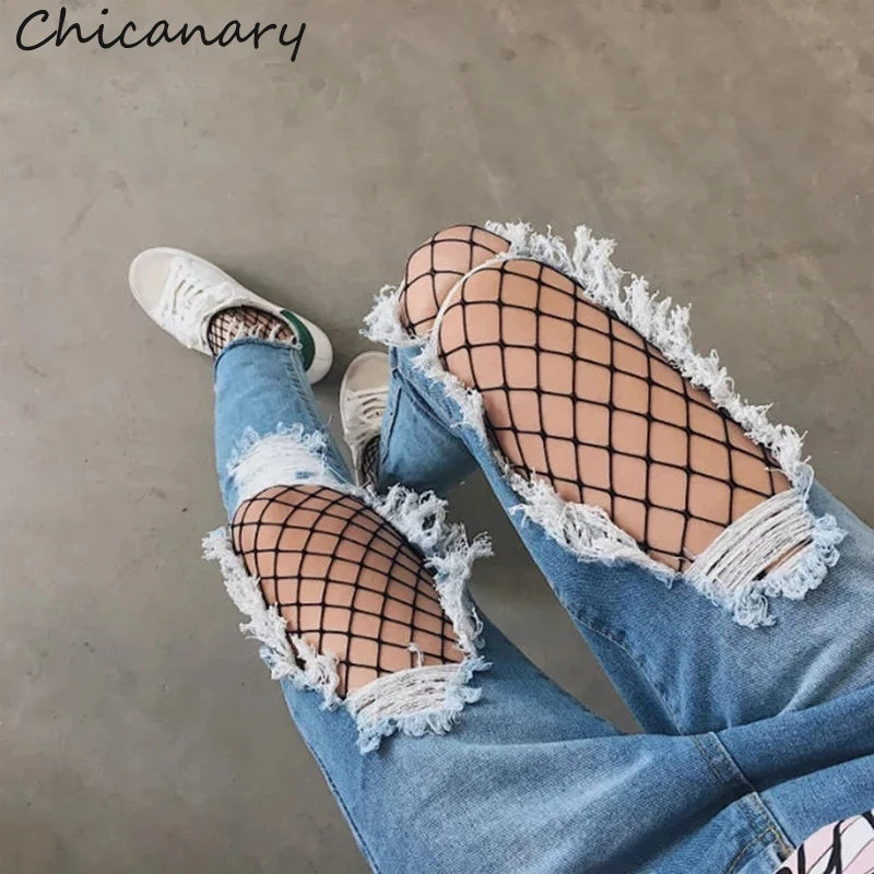Chicanary Knee Ripped Crop Mom Jeans Raw Cut Women Denim Distressed Pants