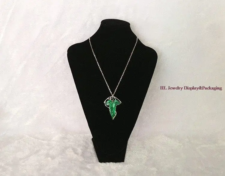 

Free Shipping (min order is $10)Large Black Velvet Wooden Jewelry Display Bust Necklace Mannequin Stand Holder in Fabric #002