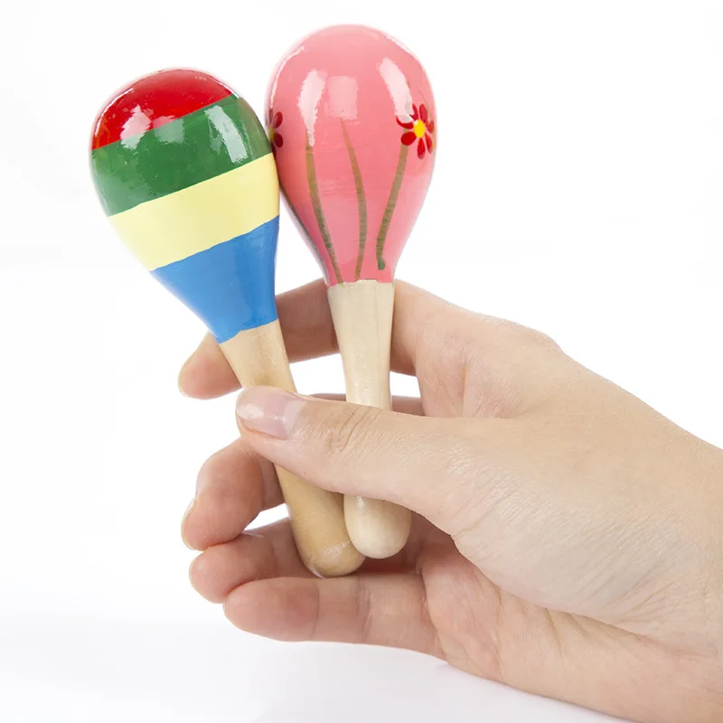 1 قطعة الملونة خشبية Maracas دارى Handbell الطفل الطفل آلة موسيقية حشرجة شاكر حزب الأطفال دمى هدايا الاطفال هدايا