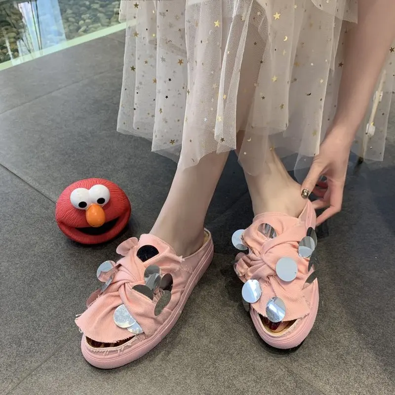 

QIUBOSS Women Sandals summer platform sandals thick bottom shoes bling shoes casual sandals blue color zapatos de mujer