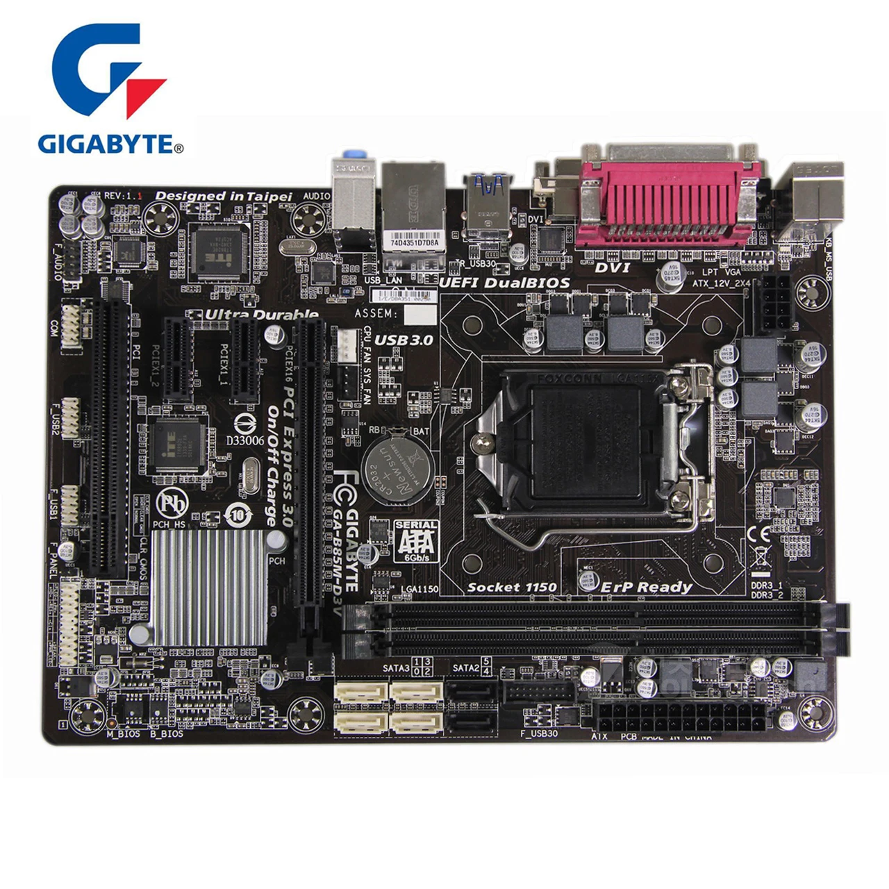 

Gigabyte GA-B85M-D3V 100% оригинальная материнская плата LGA 1150 DDR3 USB3.0 16G B85 B85M-D3V настольных SATA III системная плата Б/у