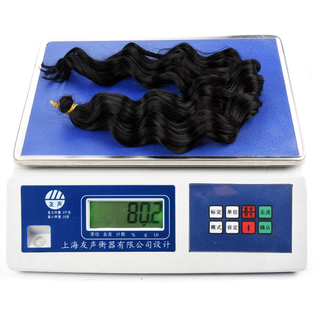 Sallyhair High Temperature Synthetic Deep Wave Twist Crochet Braids Black Color Bulk Hair Extension  (67)