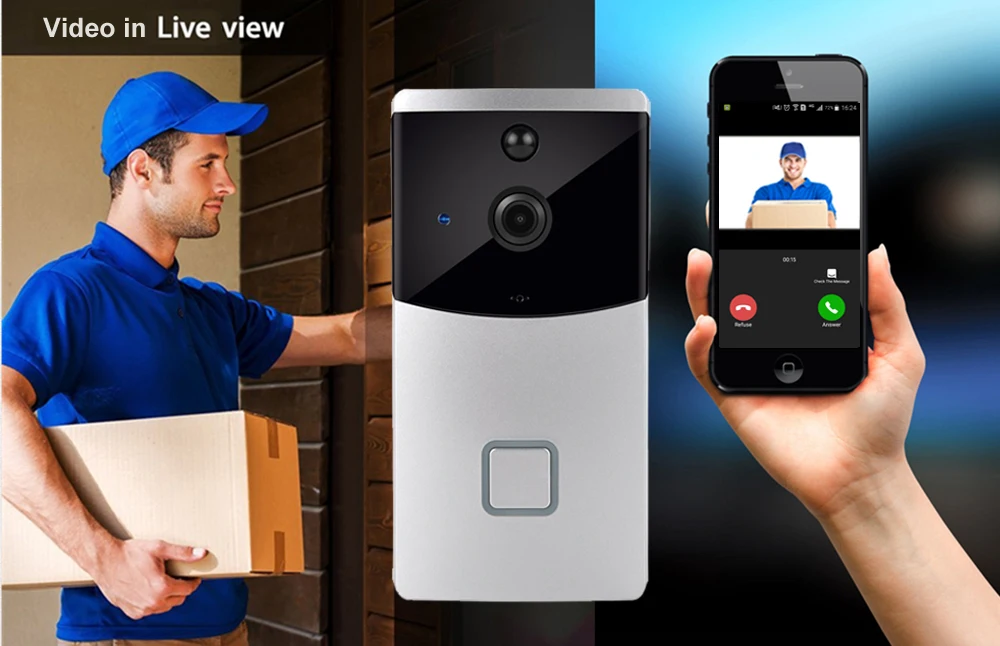 CUSAM Wireless Intercom Video Doorbell Wifi Smart 720P HD Camera Door Phone Bell Two Way Audio Night Vision Motion Sensor wireless video intercom system