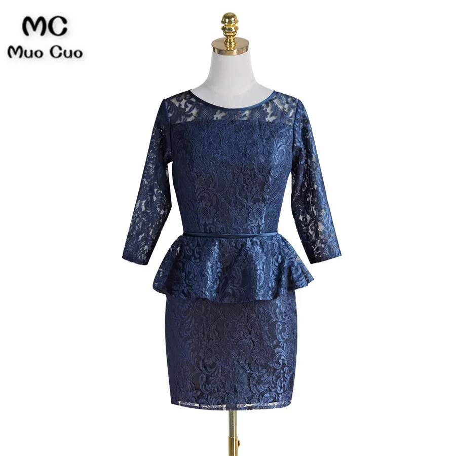 navy blue short mother of the bride dress