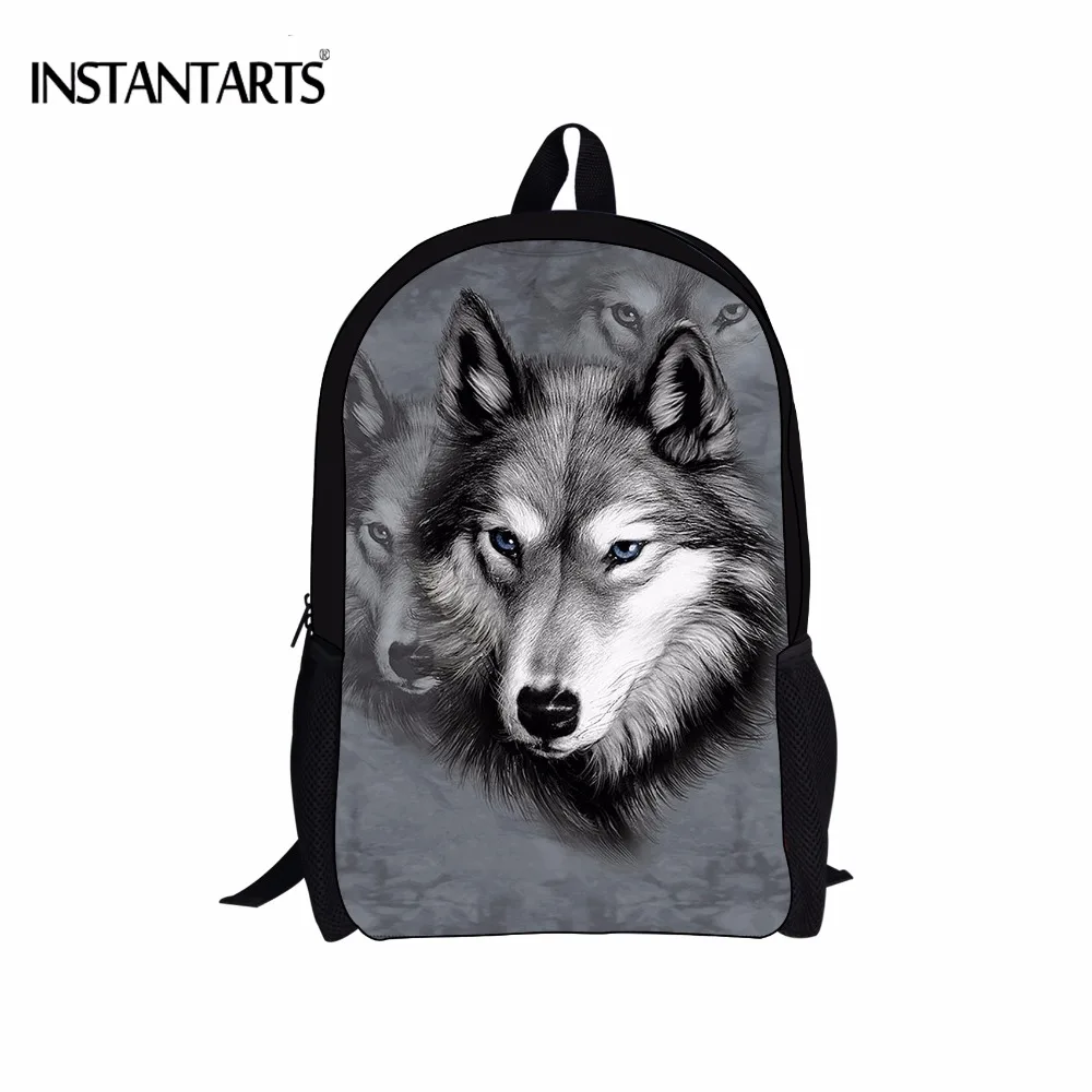 INSTANTARTS 3D мультфильм животных принтом волка для мальчиков школьная сумка Начальная школа студентов Повседневное книга сумки на плечо