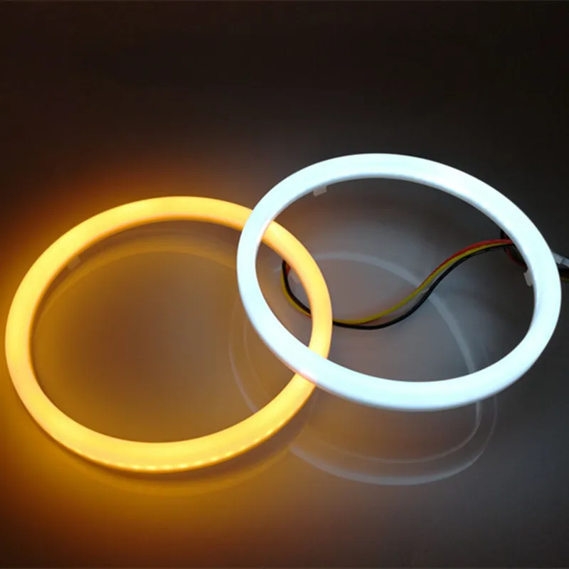 

Hoping 2PCS car Headlight Halo Rings With Turn Light white yellow 60mm 70mm 80mm 90mm 95mm 100mm 110mm 120mm Angel Eye