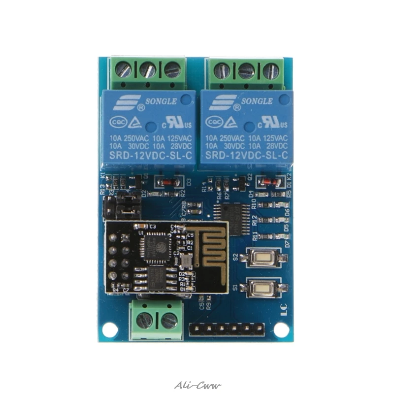 WI-FI триггерный релейный модуль ESP8266 IOT приложение контроллер 2-х канальный для умного дома 12V