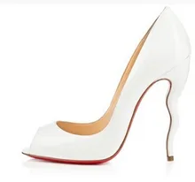 2015 New Summer Women Strange Style Genuine Leather Red Bottom Open The Toe Fashion Sexy Sandals Shoes Plus Size 35-42 SXQ0713
