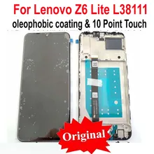 100% Original Beste Schwarz Voll LCD Display Touchscreen Digitizer Montage Sensor + Rahmen Für Lenovo Z6 Lite L38111 Glas panel