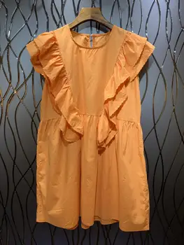 

New Sleeveless Dress with Lotus Leaf Edge Stitching and Slim Collar in Summer of 2020
