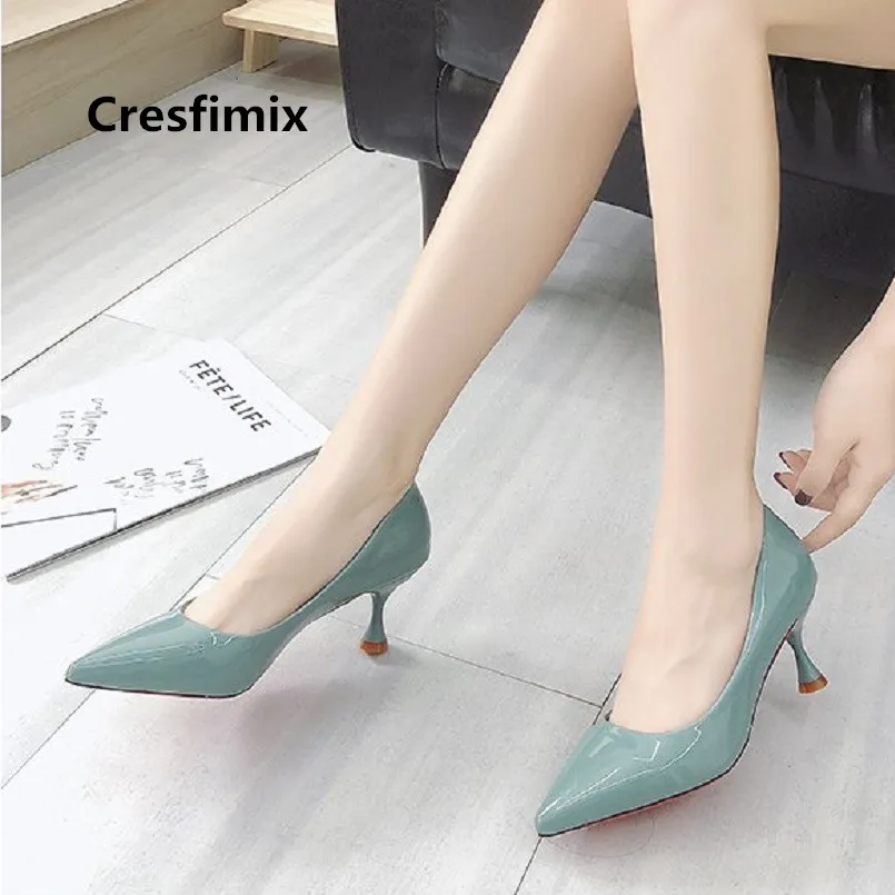 

Cresfimix femmes hauts talons/Женская обувь из искусственной кожи высокого качества на высоком каблуке; Милые женские офисные туфли; Классическая обувь; a3294