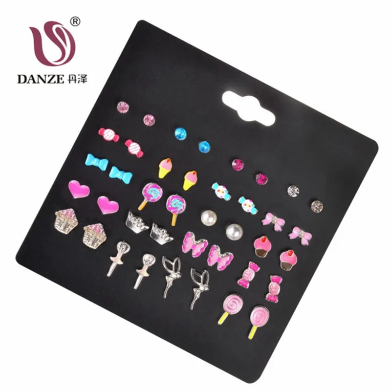 DANZE 20 пар/лот кристаллы Сережка-гвоздик в форме бабочки сердце конфеты девушки ювелирные изделия геометрические трендовые горный хрусталь серьги для женщин