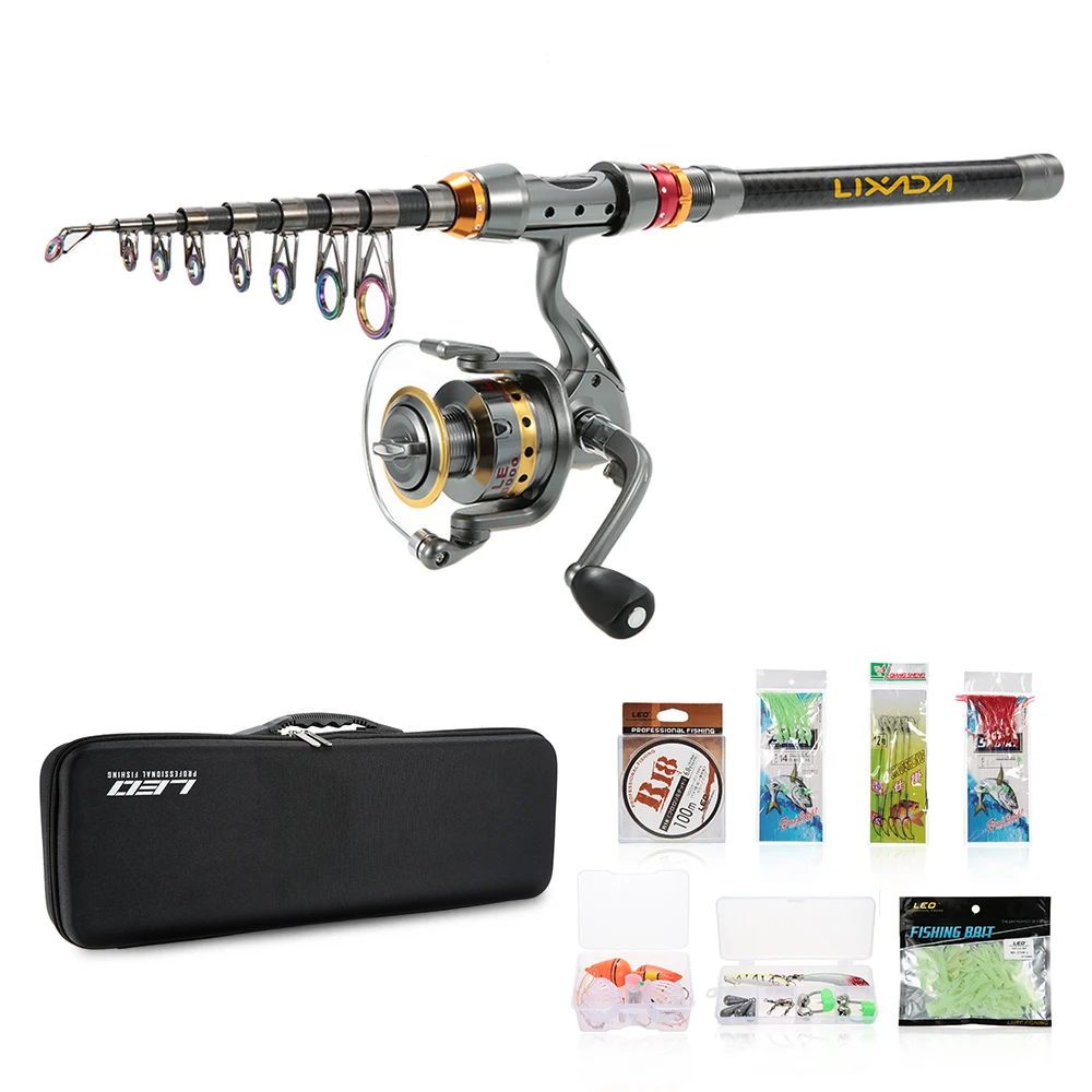 

Lixada Fishing Combo Full Kit Spinning Fishing Reel Gear Pole Set Telescopic Fishing Rod Reel with 100M Fishing Line Lures Hooks