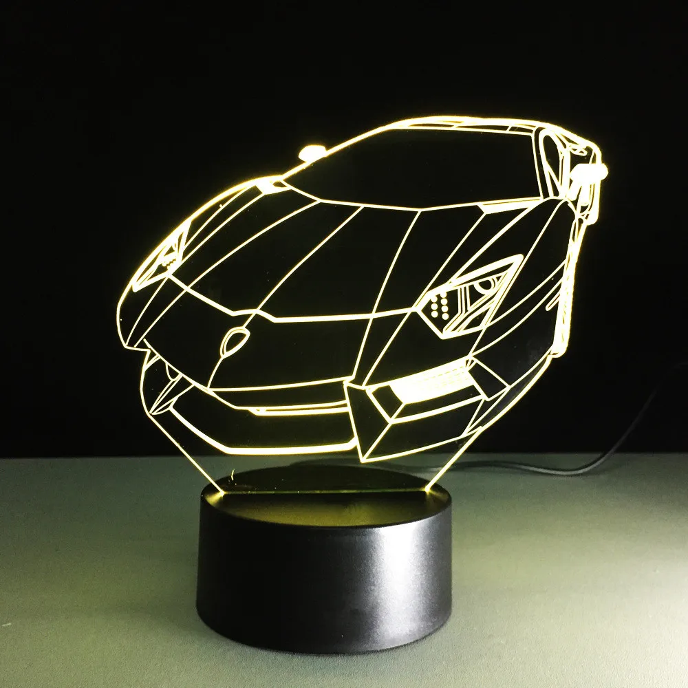 3D LED Table Lamp USB Colorful Vision Sports Car Automobile Shape