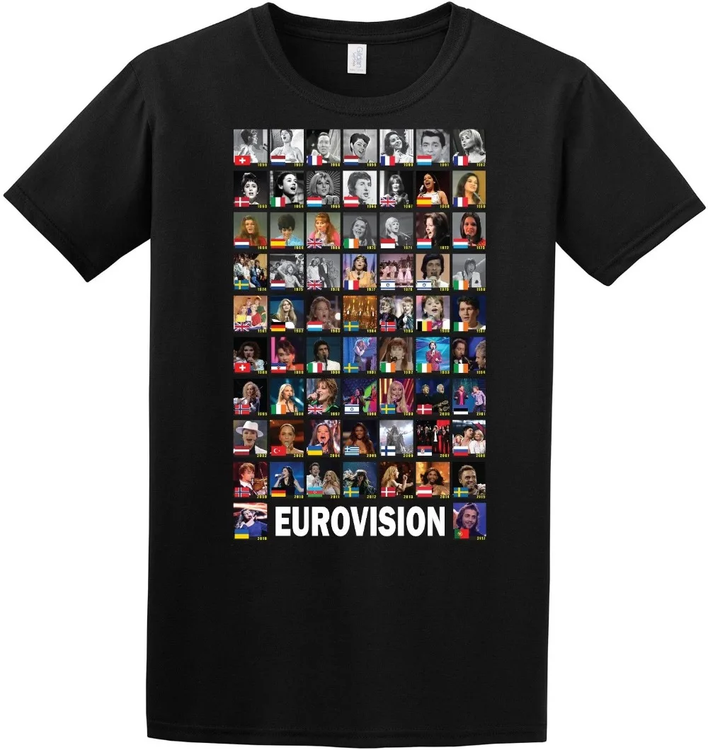 

New 2019 Summer Style T-Shirt EUROVISION WINNERS 1956-2017 T SHIRT T Shirts