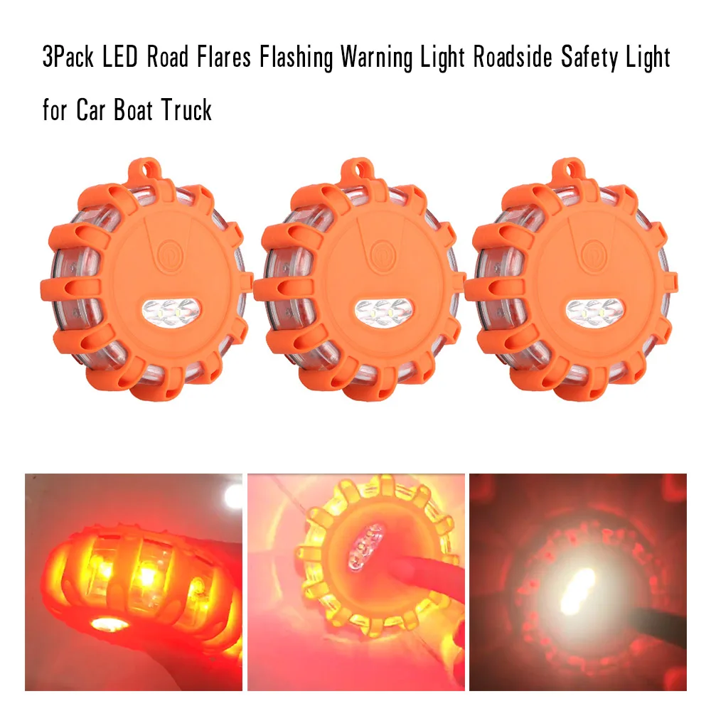 Buy 3Pack LED Road Flares Flashing Warning Light