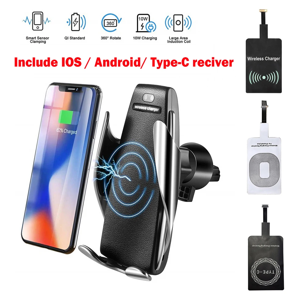 

Wireless Car Charger , Fast Charging Air Vent Infrared Sensor Automatic Clamping Holder , Mount For iphone Xiaomi Samsung Huawei