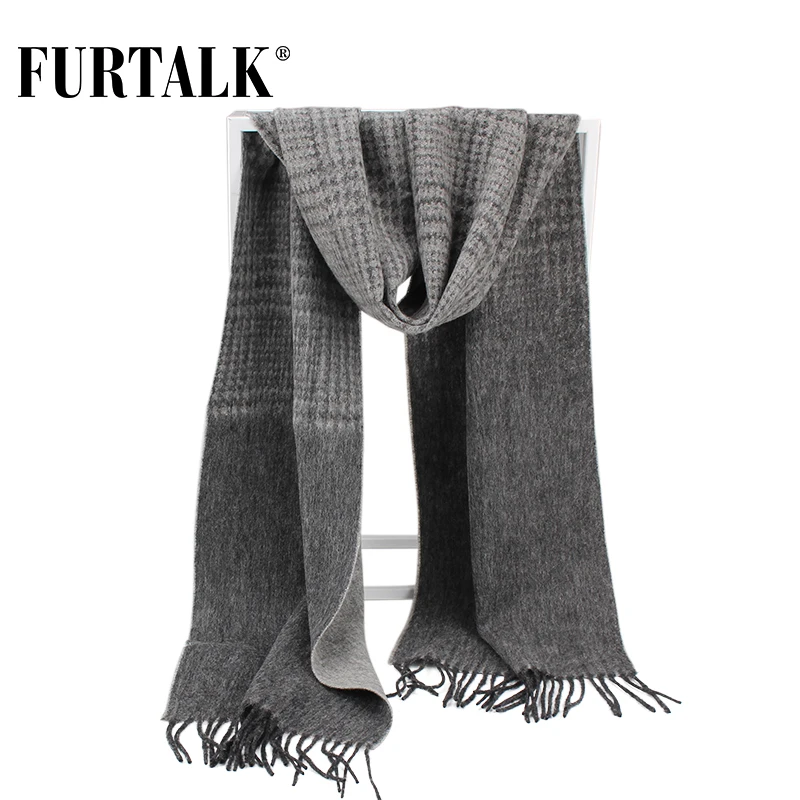 

FURTALK 100% Lamb Wool Plaid Male Scarf Men Luxury Brand Winter Wool Autumn Winter Scarves for Men