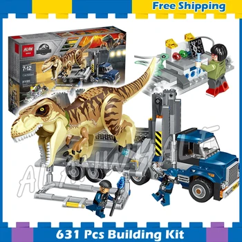 

631Pcs Jurassic World T. Rex Transport Truck Dinosaur Tyrannosaurus Rex Model Building Blocks Toys Bricks Compatible With Lago