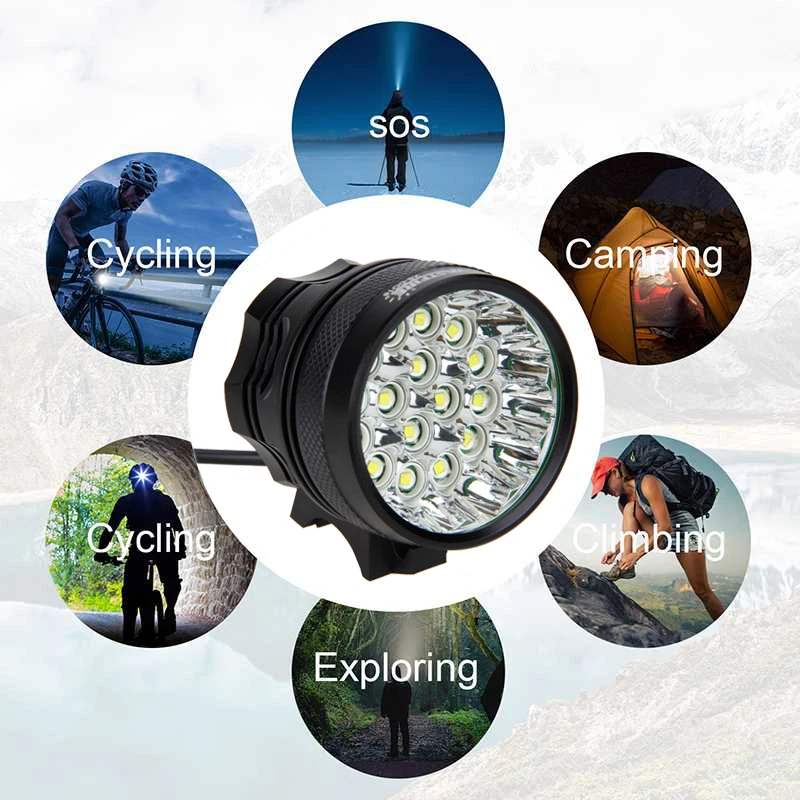 Excellent Bright 20000lm Bicycle Light 3 Modes Cycling Lamp Super Waterproof 16x XML T6 LED Bike Light Headlight Aluminum Bike Accessories 2