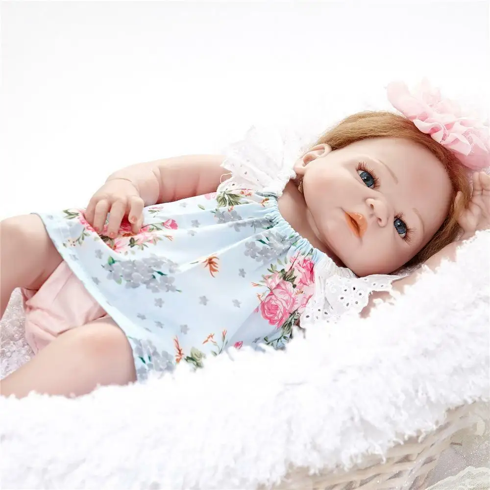 Full Silicone Vinyl Reborn Baby Realistic Bebe 23'' Girl Doll Alive Nursery Gift dolls for girls kids toys for girls