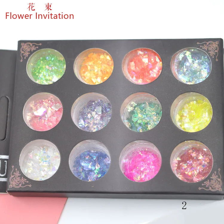 Цветок свадебные приглашения 12-цветная коробка наполнитель для ногтей "сделай сам" для Материал Блестки для ногтей металлический ящик - Цвет: 2