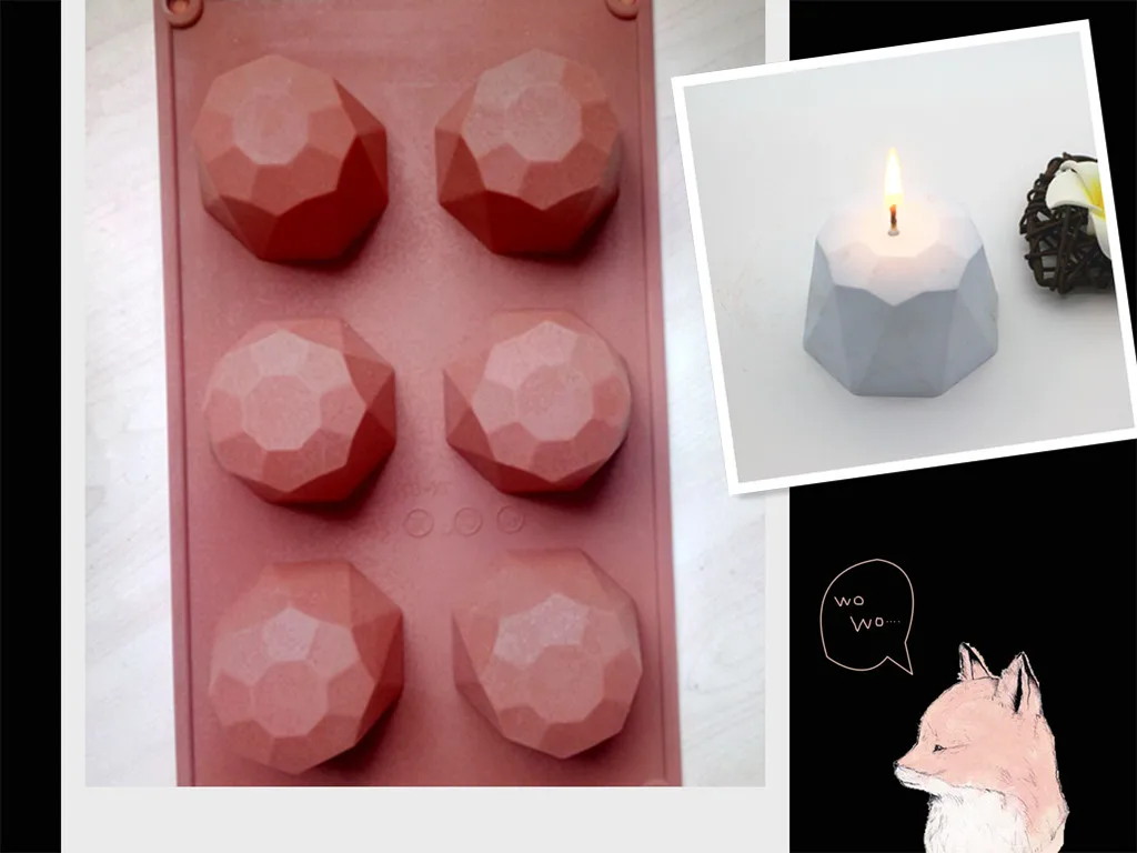 

Six Holes polyhedral soap mold Silicone Soap Making Chocolate Tool DIY Candle Mould