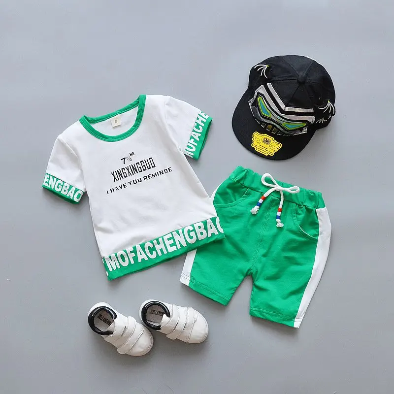 

Baby Boy Girls Clothes Korean Summer Cotton Letter T-shirt + Shorts 2PCS Newborn Kids Clothes Set Bebes Jogging Suits Tracksuit
