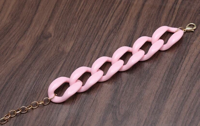 Fishsheep, новинка, модный акриловый браслет на цепочке для женщин и мужчин, богемные цветные браслеты на запястье, браслеты, ювелирные изделия - Окраска металла: pink