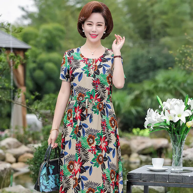 Fashion Women Print Short-sleeved Dress