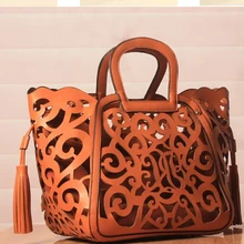 Самая низкая цена перепродать 1 шт. Горячая кисточкой вырезанные женские сумки выдалбливают Винтаж Большой кошелек сумки на плечо сумки