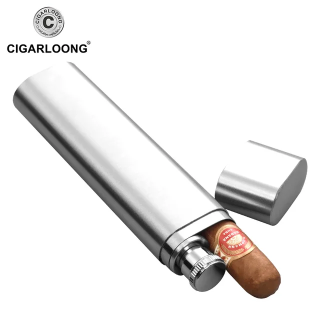 Stainless Steel Double Pipe Cigar Travel Jar Outdoor Stainless Steel Double Pipe Cigar Travel Jar Outdoor Humidor Carrying Jug Cg 0122