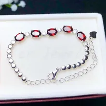 Гранатовый браслет-цепочка 1ct* 5 шт драгоценный камень натуральный настоящий Красный Гранат 925 стерлингового серебра ювелирные украшения# BL18120213