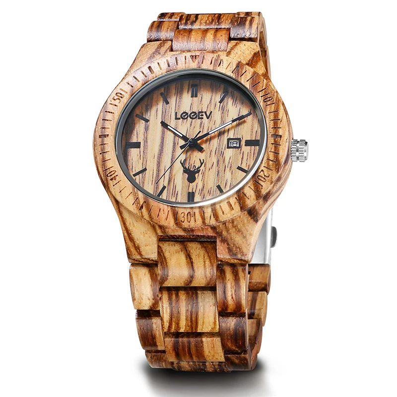 

LeeEv Luxury Brand Wood Watch for Men Analog Japan Quartz Movement Date Handmade Wooden Watches Male Wristwatches Relogio