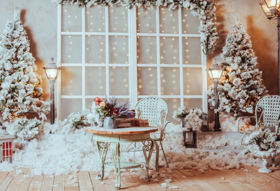 

Laeacco Christmas Tree Light Bulb Blossom Flower Table Light Photo Backgrounds Customized Photography Backdrops For Photo Studio